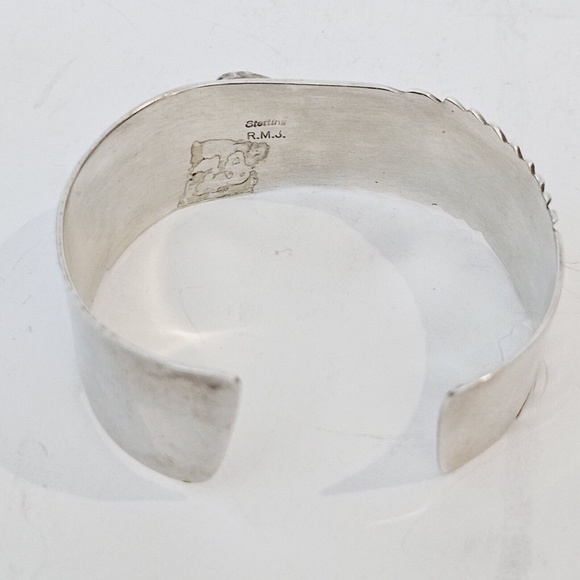 Vintage Robert Johnson RMJ Navajo Sterling Azurite Cuff Bracelet - Picture 5 of 16